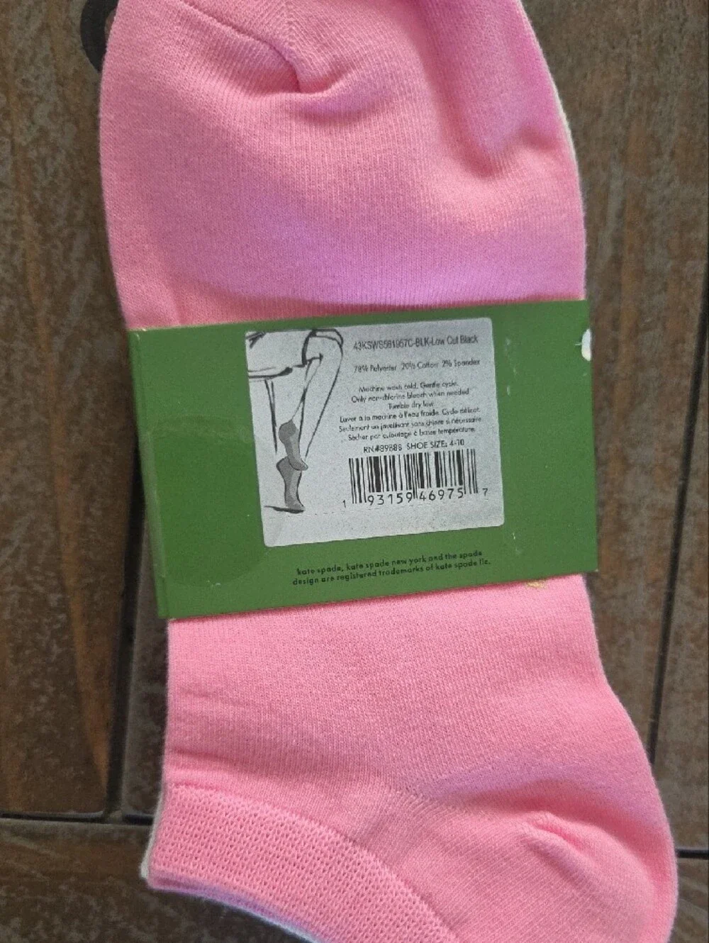 3 Pack Kate spade Black Low-Cut Socks with Pink, White, Black